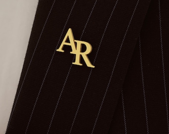 Custom Initial Lapel Pin, Personalized Letter Lapel Pin, Letter Brooch, Initial Pin for Groom, Wedding Gift, Groomsmen Gift, Gift for Him