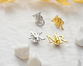 Personalized Double Initial Lapel Pin, Custom Badges for Company Employees