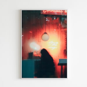 Grid Cafe Shoreditch, Neonlights Shop Window Street Photography, London Print, Night Photography | Unframed