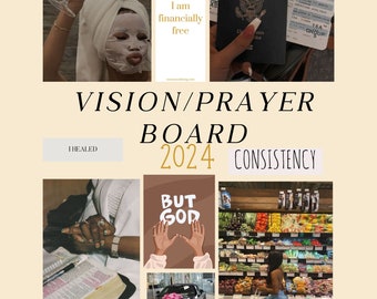 2024 Digital Vision/Prayer Board- PDF downloads-Printable-That Girl Vision Board- Bible verses-quotes/phrases