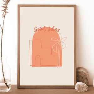 Póster impreso de arte A3 de Good Vibes Boho Beach