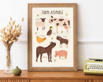 Farm Animals Nursery A3 Art Print Poster