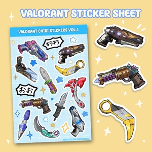 Cute Valorant chibi sticker sheet waterproof