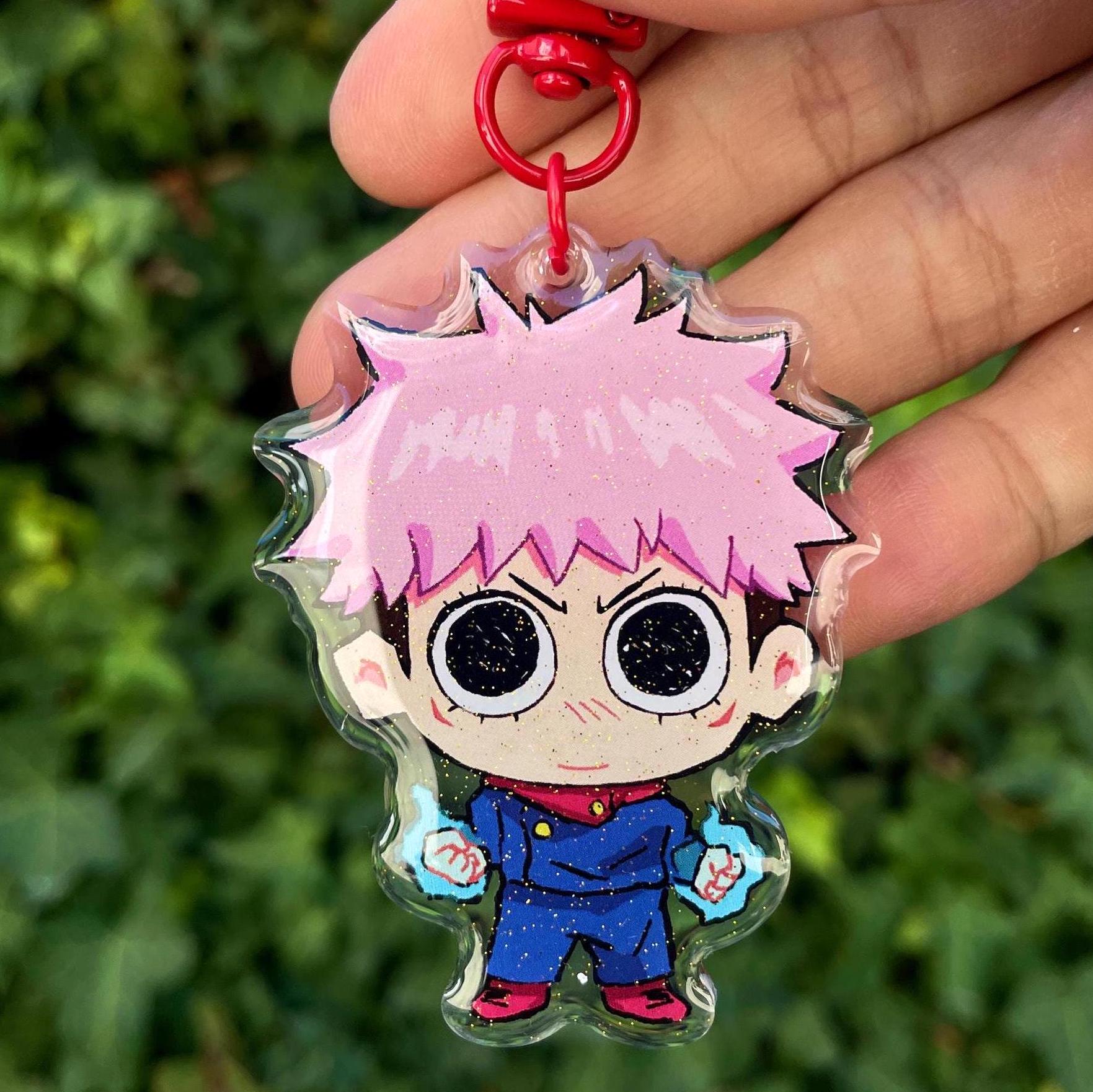 Cute Chibi JJK Yuji Itadori One Sided Epoxy Glitter Keychain - Etsy