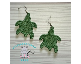 FSL Sea Turtle Swirl Earrings Embroidery Design