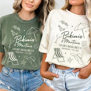 Bikinis and Martinis Bachelorette Shirts Beach Bachelorette Shirt Custom Bachelorette Shirt Destination Bachelorette Personalized Bach Shirt