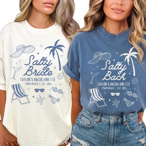 Custom Beach Bachelorette Shirts Bikinis and Martinis Bachlorette Shirts Bach Party Shirts Personalized Bridesmaid Gifts Beach Bride Shirt