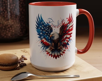 Patriotic American Eagle Mug, Independence Day Gift, 4th of July Mug, USA Military Gift, Bald Eagle Cup, Coffee Mug, Father's Day, Dad Gift