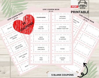 Love in Every Coupon: Printable Valentine Coupon Book for Heartfelt Gift - Valentine's Day Gift - Anniversary Gift - FOR HER