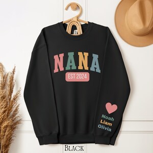 Personalized Nana Sweatshirt with Kids Names on Sleeve, Personalized Nana Sweater, Nana Gift from Grandkids, Cute Nana Sweater, Grandma Gift