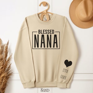 Personalized Nana Sweatshirt with Kids Names on Sleeve, Personalized Nana Sweater, Nana Gift from Grandkids, Cute Nana Sweater, Grandma Gift