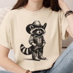 Vintage Cowboy Raccoon Shirt, Funny Western Raccoon Tshirt, Retro 90s Graphic Tee, Weirdcore Meme Clothing, Oversized Shirt, Trash Panda Tee