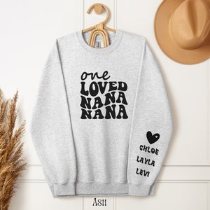 Personalized Nana Sweatshirt with Kids Names on Sleeve, Personalized Nana Sweater, Nana Gift from Grandkids, Cute Nana Sweater, Grandma Gift