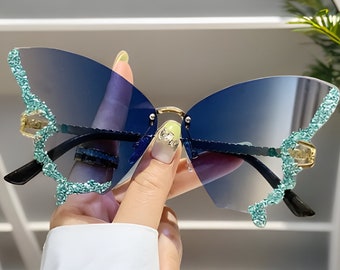 Blaue Schmetterling Sonnenbrille, Schmetterling Sonnenbrille, Fee Flügel Sonnenbrille, Schmetterling Sonnenbrillen. Sonnenbrille für Sie, Cosplay Kostüm