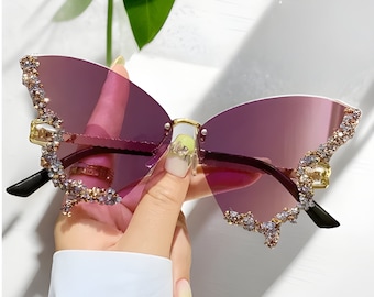 Rosa Schmetterlings-Sonnenbrille, Schmetterlings-Sonnenbrille, Feenflügel-Sonnenbrille, Schmetterlings-Sonnenbrille. Sonnenbrille für sie, Cosplay Kostüm