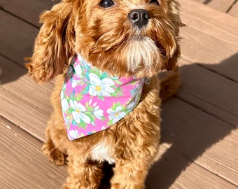 Daisy Floral Dog Bandana  * Girl Dog Bandana * Dog Accessory * Pink Dog Bandana *