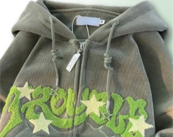 Y2K Soft Letter Print Zip-Up Hoodie - Besitze die neueste Mode Craze