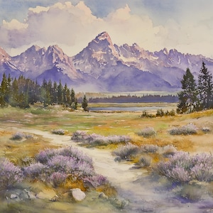 Grand Teton Nationalpark Aquarell 10x10 Digitaler Download für Hochzeitseinladung oder Rahmung