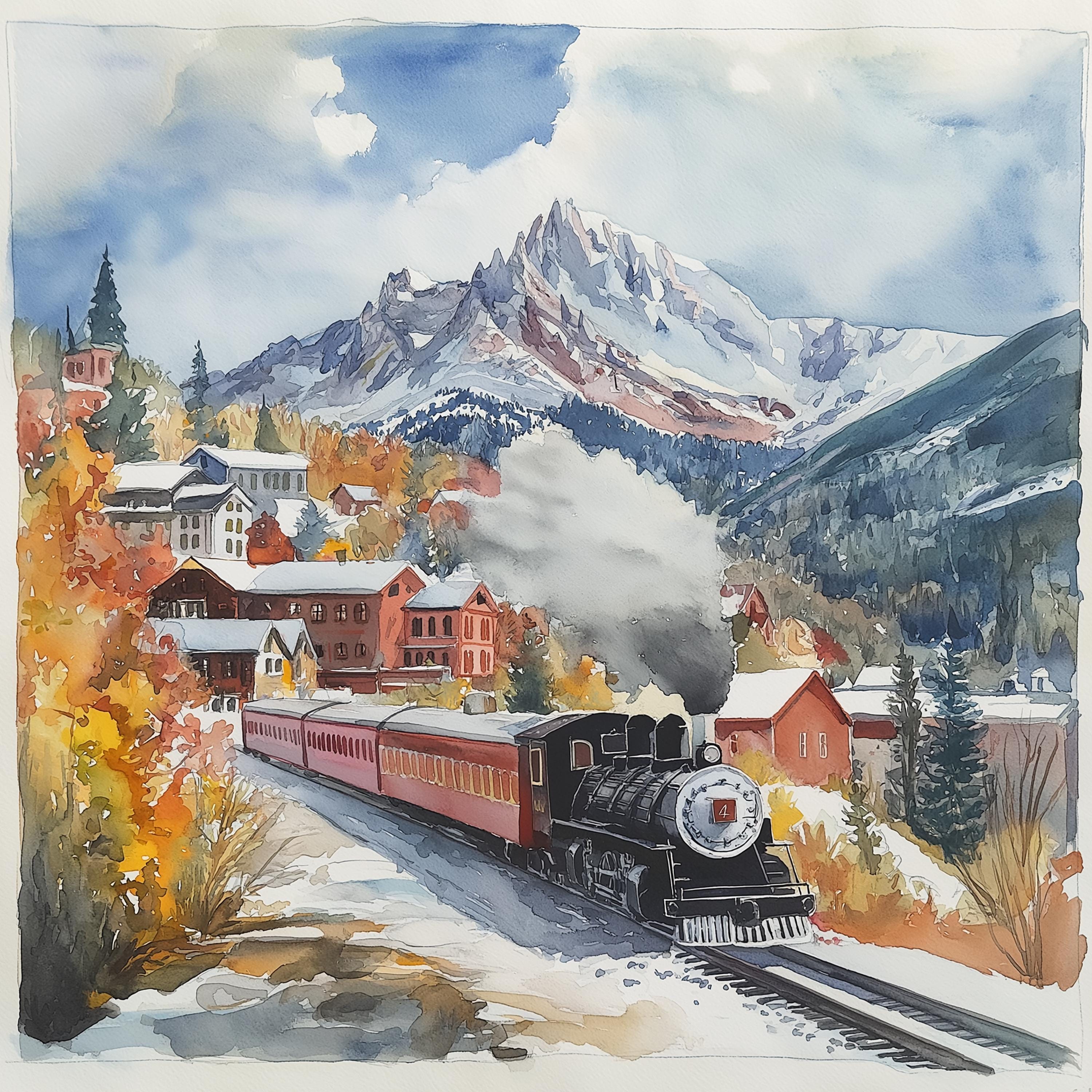 Telluride, Colorado Mountain Watercolor 10x10 Digital Download for ...