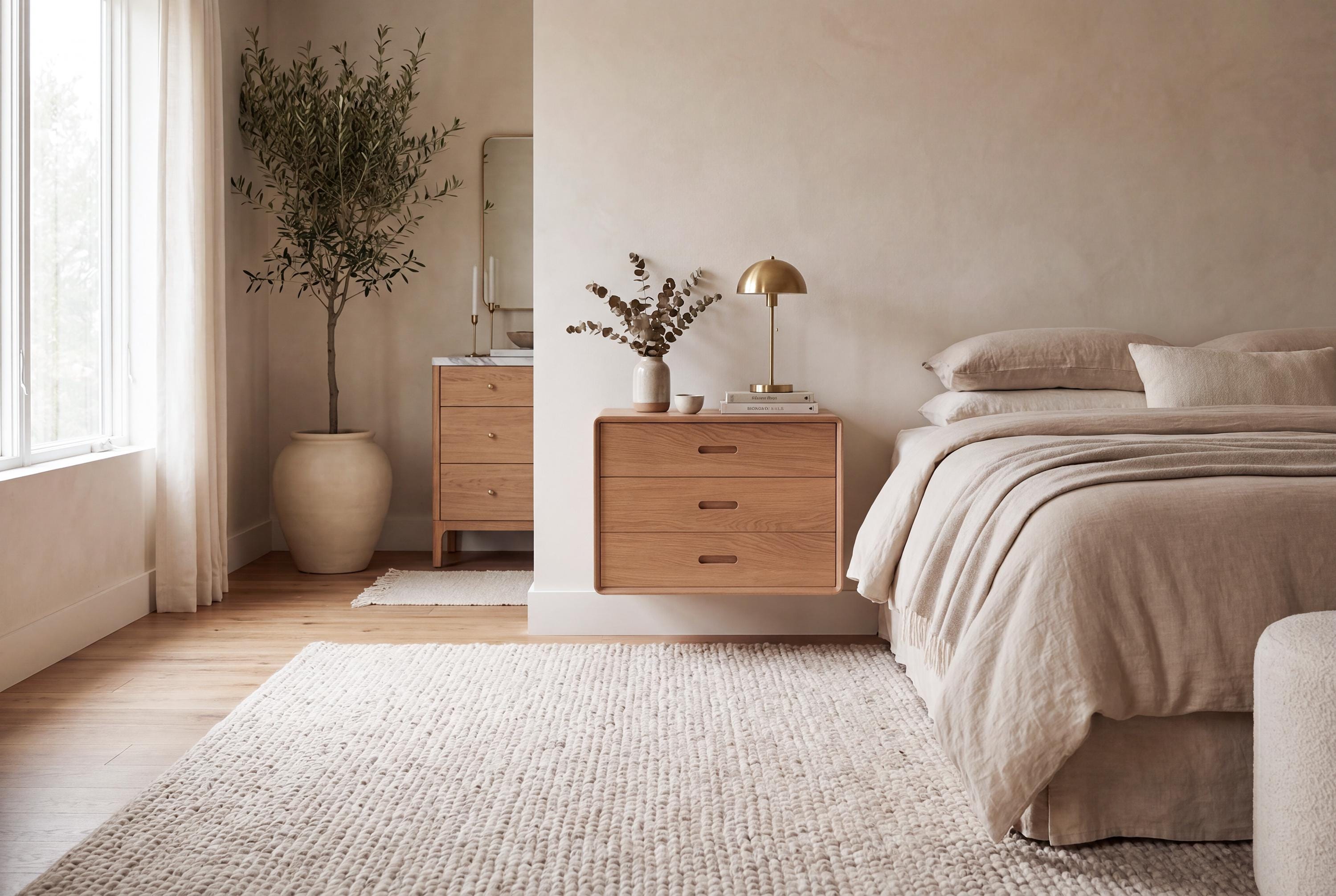 Floating Nightstand With Three Drawers, Wall Mounted Solid Wood Bedside ...
