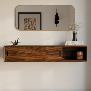 Floating Wall Storage Console - Entryway Cabinet With Sliding Doors ...