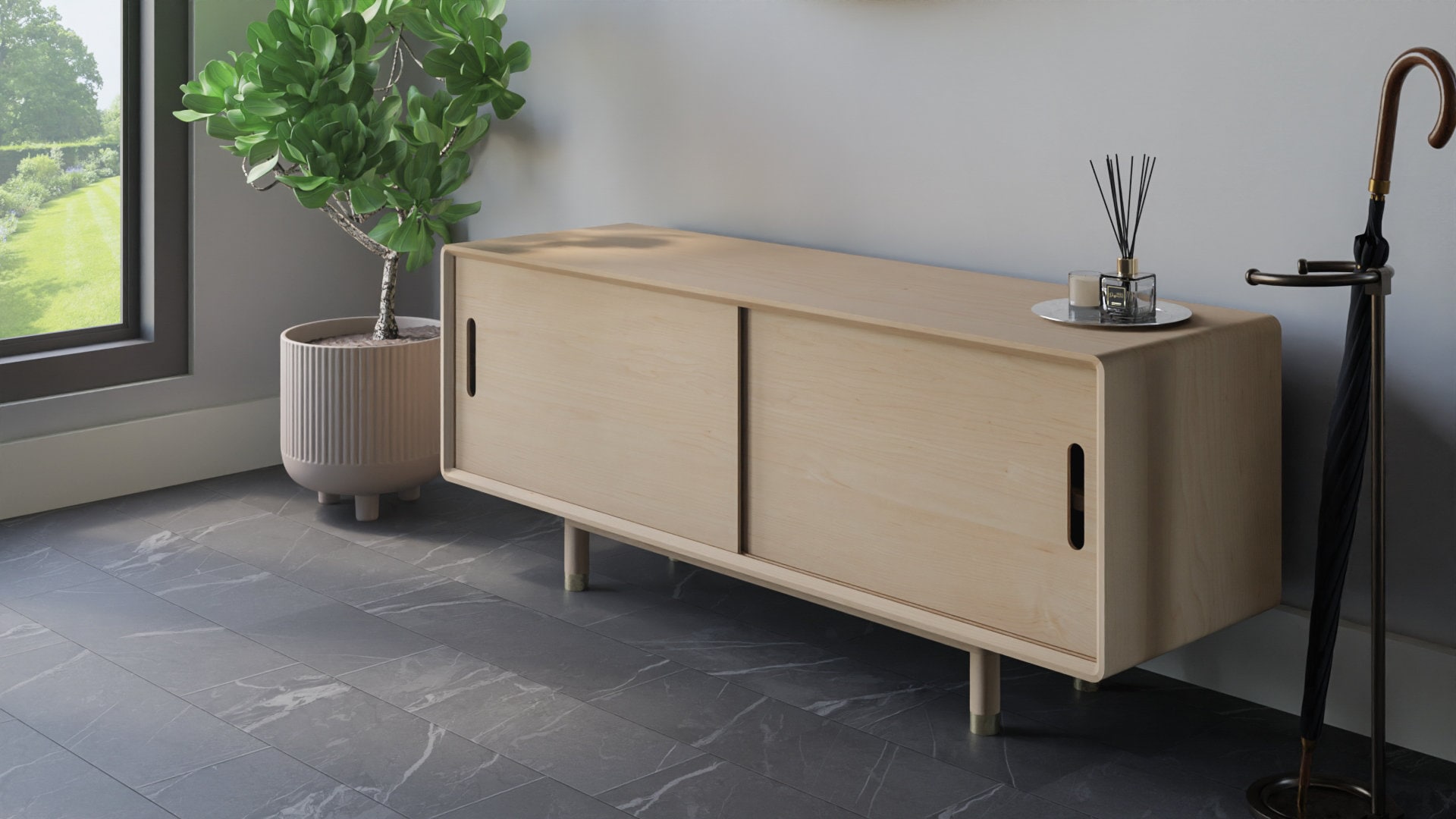 Midcentury Modern Shoe Storage Mud Room Sideboard Handmade in