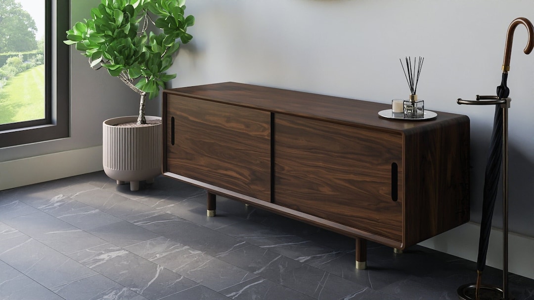 Midcentury Modern Shoe Storage Mud Room Sideboard Handmade in