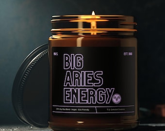 Energiekaars grote ram | Gepersonaliseerde ramcadeaus voor haar | Aangepaste naam verjaardag sterrenbeeld | Astrologiecadeaus kaars | Ram sterrenbeeld cadeau