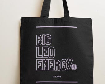 Personalized Big Leo Energy Tote Bag | Custom Leo Zodiac Birthday Gift | July Birthday Gift | August Birthday Gift | Astrology Gift for Mom
