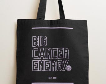 Personalized Big Cancer Energy Tote Bag | Custom Cancer Zodiac Birthday Gift | Astrology July Birthday Gift | Celestial June Birthday Gift
