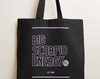 Personalized Big Scorpio Energy Tote Bag | Custom Scorpio Zodiac Birthday Gift | Astrology November Birthday Gift | October Birthday Gift