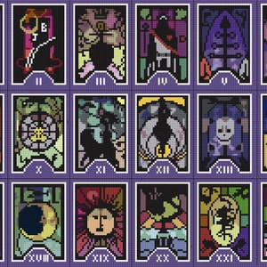 Modèle de point de croix de cartes de tarot Persona