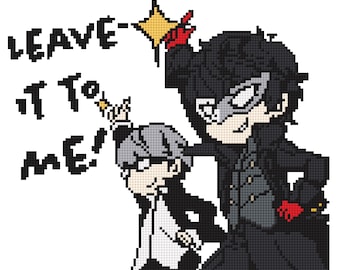 Persona Q - Hero (Persona 4) and Joker (Persona 5) Sticker Cross Stitch Pattern