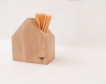 Toothpick holder wood toothpick holder wood kitchen accessory kitchen decor charcuterie accessory wood gift