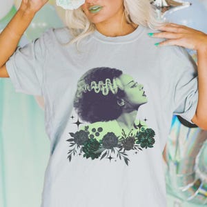 Bride of Frankenstein Shirt, Retro Monster Halloween Tee With Ultimate Goth Girl Frankenstein's Bride Art, Cute Halloween Party Gift Shirt