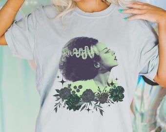 Camiseta de la novia de Frankenstein, camiseta retro de monstruo para Halloween con el arte de la novia de Frankenstein de la chica gótica definitiva, bonita camiseta de regalo para fiesta de Halloween