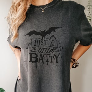 Black Halloween Bat T-Shirt for Witches Getting A Little Batty, Cute Halloween Stuff, Bat Lover Shirt, Halloween Party Shirt for Bad Witches