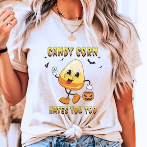 Halloween Candy Corn hasst dich T-Shirt, Team Candy Corn, Mainstreet Halloween Style Shirt, süßes Candy Corn Stuff, lustiges Halloween Candy Tee
