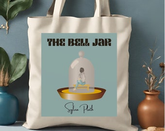 The Bell Jar by Sylvia Plath Canvas Book Bag, tote, Gift for Poet, Writer, Poetry Lover, Gift for Her, Him