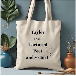 Taylor es un poeta torturado y yo también lo soy Bolsa de libros - Bolsa de escritores - Bolsa de poetas - Club de lectura - Club de escritores Canvas Tote Bag Regalo para ella