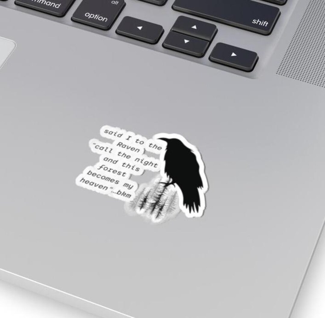 Raven Sticker, Gift for Writer, Poet, Gothic, Goth Lover, Forest Lover ...
