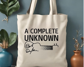 Canvas Tote Bag with Bob Dylan Design, Music Lovers Gift, A Complete Unknown, Guitar player, Folk music, Writer gift, Poet gift