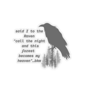 Raven Sticker, Gift for Writer, Poet, Gothic, Goth Lover, Forest Lover ...
