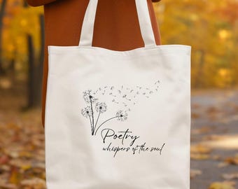 Borsa in tela per poesia - Borsa per libri, elegante borsa da viaggio, borsa letteraria, regalo per gli amanti della poesia, regalo per gli amanti dei libri, letteratura, libresco, poeta