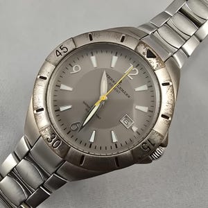 Reloj Stern & Lemann Regent para hombre, acero inoxidable, esfera gris, buceo, 30 m, cuarzo, fecha