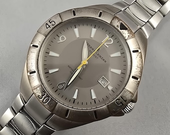 Stern & Lemann Regent Herrenuhr Edelstahl graues Zifferblatt Dive 30 M Quartz Datum