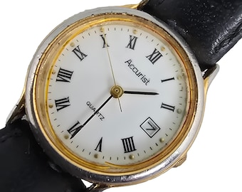 Vintage Akkurist Damen-Armbanduhr, vergoldetes Messing, römisches Zifferblatt, Quarz, Kale 6L12 Ersatz-Reparatur