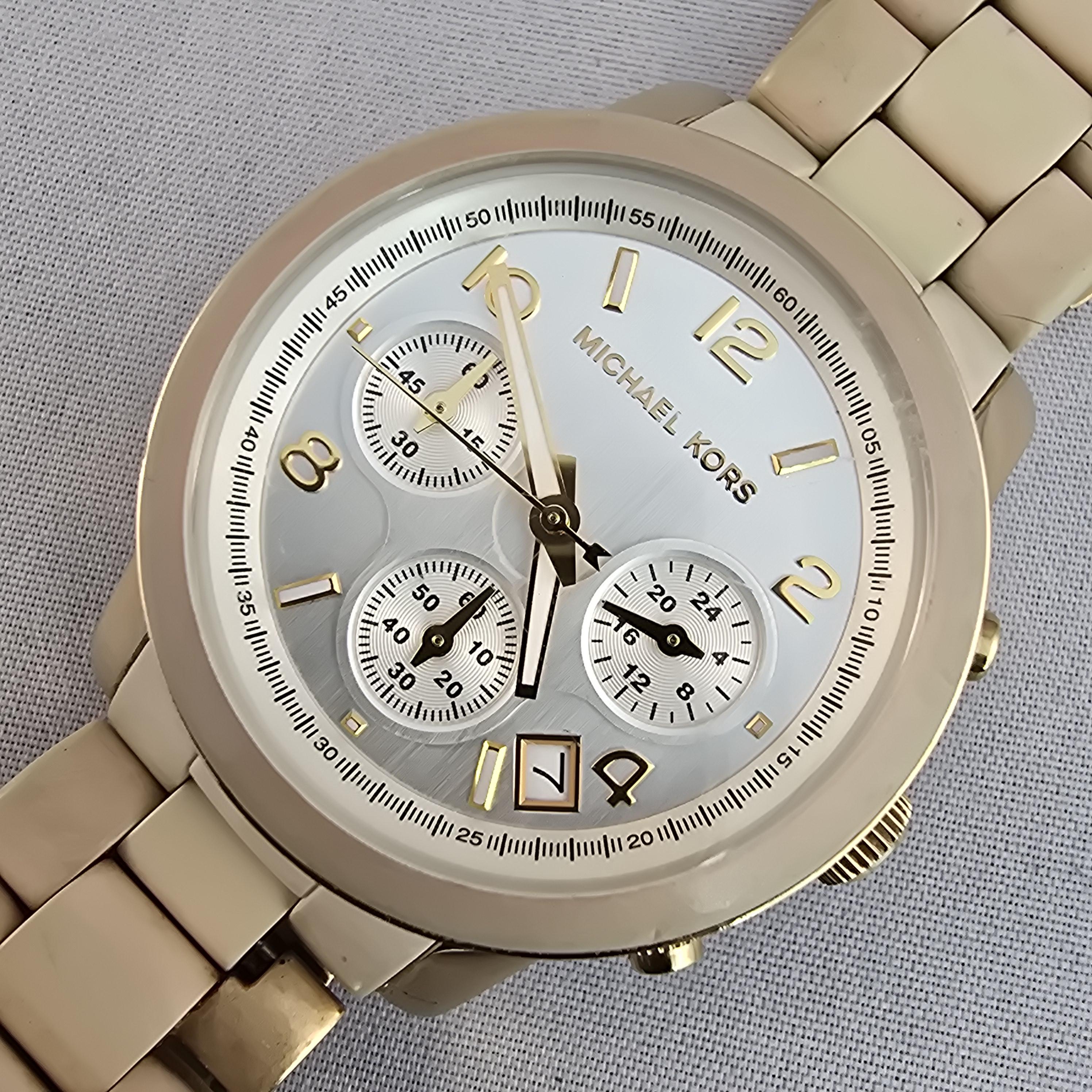 Michael Kors MK-5145 Ladies Gold Chronograph Watch Silver 