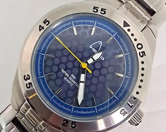Vintage HEAD HD0503G-03FL Herrenuhr 40 mm Steel Blue 50 M Quartz