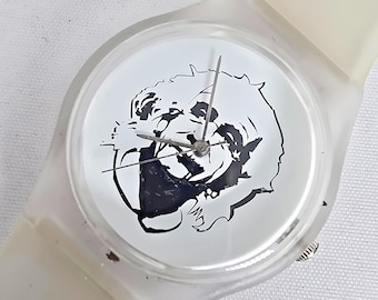 Vintage Französisch Einstein Gesicht Uhr Klar Fall Quarz Unisex Ersatzteile und Reparatur